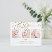 PixDezines Bedankt, Baby shower/Confetti/Hart Briefkaart (Staand voorkant)