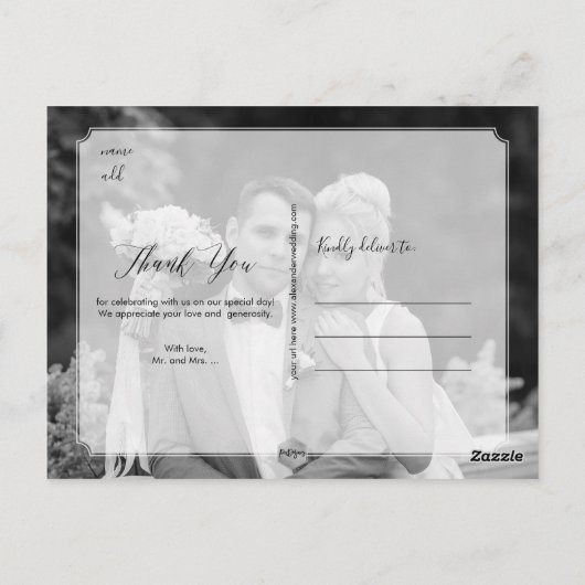 PixDezines Bedankt/Faux Roos Gold Calligraphy Briefkaart (Achterkant)