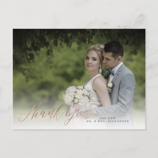 PixDezines Bedankt/Faux Roos Gold Calligraphy Briefkaart (Voorkant)