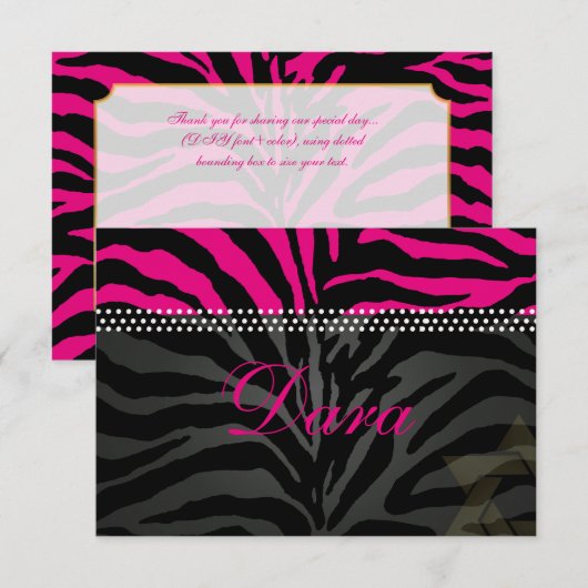 PixDezines bedankt je roze Zebra, Bat Mitzvah (Voorkant / Achterkant)