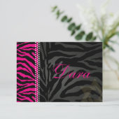 PixDezines bedankt je roze Zebra, Bat Mitzvah (Staand voorkant)