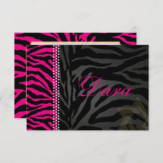 PixDezines bedankt je roze Zebra, Bat Mitzvah (Voorkant / Achterkant)
