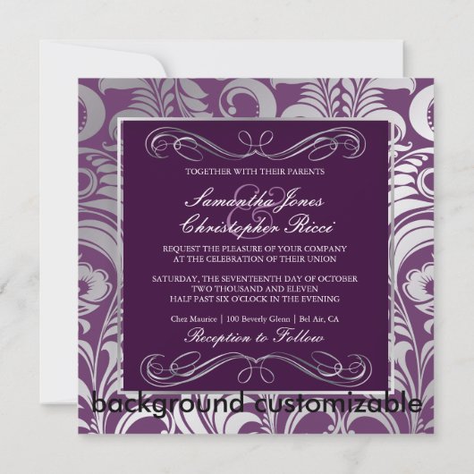 PixDezines Bellissimo Damask, Custom Color! Kaart (Achterkant)