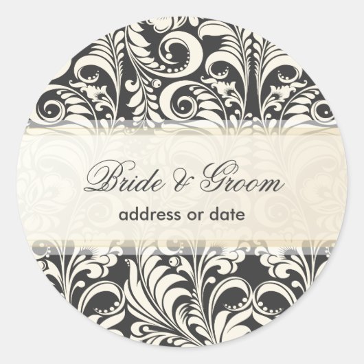 PixDezines Bellissimo Damask/doe-het-zelf kleur Ronde Sticker (Voorkant)