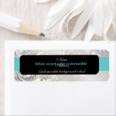 PixDezines Bellissimo Damask faux zilver/blauw gez Etiket (Insitu)