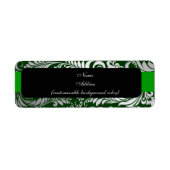 PixDezines Bellissimo Damask faux zilver/groen Etiket (Voorkant)
