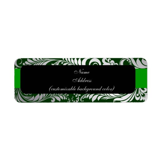 PixDezines Bellissimo Damask faux zilver/groen Etiket (Voorkant)