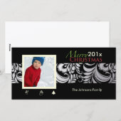 PixDezines Bellissimo Damask, kerst Feestdagenkaart (Voorkant / Achterkant)