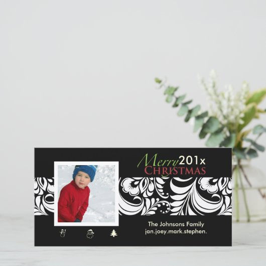 PixDezines Bellissimo Damask, kerst Feestdagenkaart (Staand voorkant)