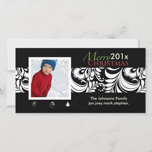 PixDezines Bellissimo Damask, kerst Feestdagenkaart (Voorkant)