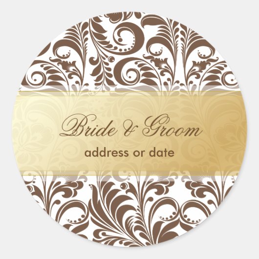 PixDezines Bellissimo Damask Ronde Sticker (Voorkant)