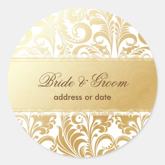 PixDezines Bellissimo Damask Ronde Sticker (Voorkant)