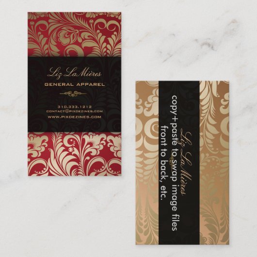 PixDezines Bellissimo  Damask Visitekaartje (Voorkant / Achterkant)