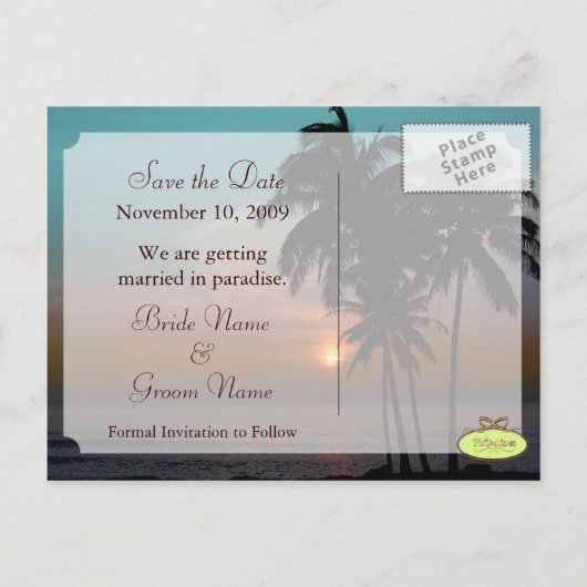 PixDezines bestemming bruiloft Save the Date Aankondigingskaart (Achterkant)