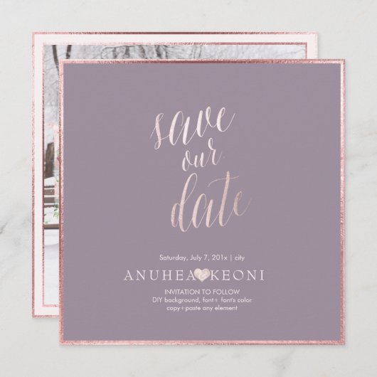 PixDezines BEWAAR DATUM|BLUSH PINK FUN SCRIPT Save The Date (Voorkant / Achterkant)