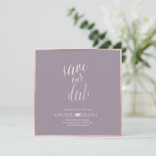 PixDezines BEWAAR DATUM|BLUSH PINK FUN SCRIPT Save The Date (Staand voorkant)