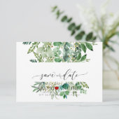 PixDezines Bewaar Datum/Groen,  Ouder+Varen Bewaar Save The Date (Staand voorkant)