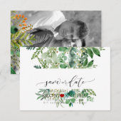 PixDezines Bewaar Datum/Groen,  Ouder+Varen Bewaar Save The Date (Voorkant / Achterkant)