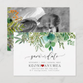 PixDezines Bewaar datum/Groene, Ouder+Varen Bewaa Save The Date (Voorkant / Achterkant)