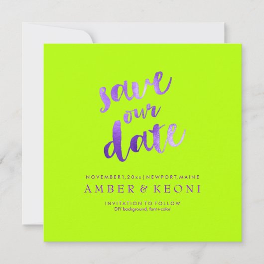 PixDezines Bewaar Datum/Violet Paarse/DIY Achtergr Save The Date (Voorkant)