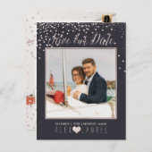 PixDezines Bewaar de datum/Blush Roze Confetti Aankondigingskaart (Voorkant / Achterkant)