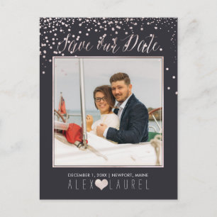 PixDezines Bewaar de datum/Blush Roze Confetti Aankondigingskaart