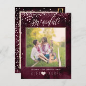 PixDezines Bewaar de datum/Blush Roze Confetti Aankondigingskaart (Voorkant / Achterkant)