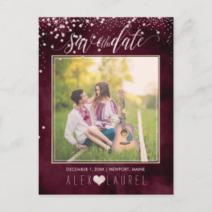 PixDezines Bewaar de datum/Blush Roze Confetti Aankondigingskaart