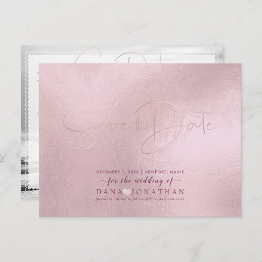 PixDezines Bewaar de Datum/Blush Roze DIY Kleur Briefkaart (Voorkant / Achterkant)