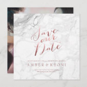 PixDezines Bewaar de datum Faux Roos Gold + Marble Save The Date (Voorkant / Achterkant)