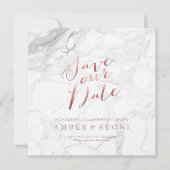 PixDezines Bewaar de datum Faux Roos Gold + Marble Save The Date (Voorkant)