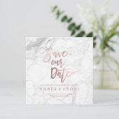 PixDezines Bewaar de datum Faux Roos Gold + Marble Save The Date (Staand voorkant)