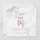 PixDezines Bewaar de datum Faux Roos Gold + Marble Save The Date (Voorkant)