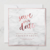PixDezines Bewaar de datum Faux Roos Gold + Marble Save The Date (Voorkant)