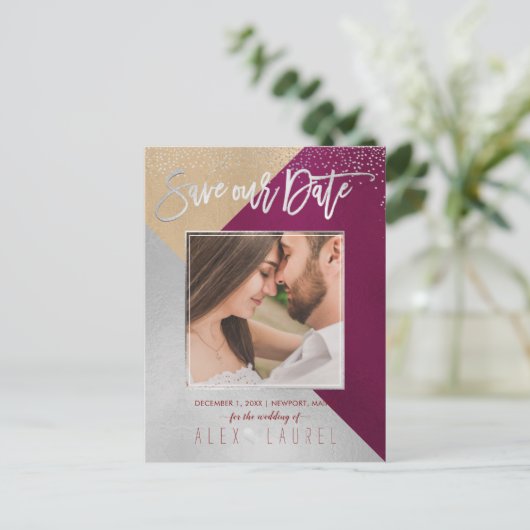 PixDezines Bewaar de datum/moderne doe-het-zelf kl Aankondigingskaart (Staand voorkant)