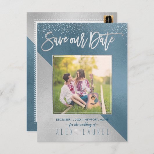 PixDezines Bewaar de datum/moderne doe-het-zelf kl Aankondigingskaart (Voorkant / Achterkant)