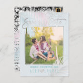 PixDezines Bewaar de datum/Palms/Platinum+Aqua Aankondigingskaart (Voorkant / Achterkant)