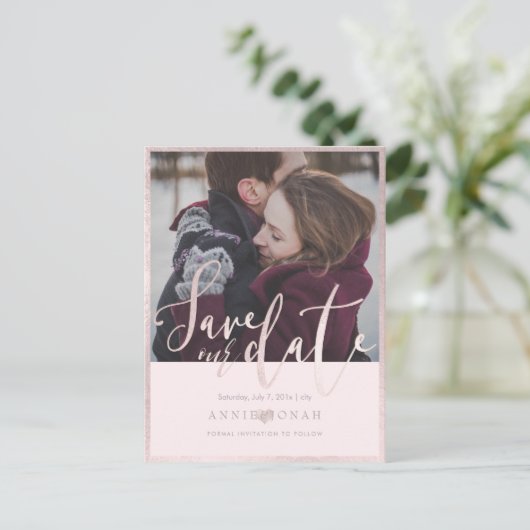 PixDezines Bewaar onze datum, Fun Script Font, Blu Briefkaart (Staand voorkant)