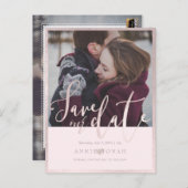 PixDezines Bewaar onze datum, Fun Script Font, Blu Briefkaart (Voorkant / Achterkant)