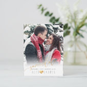 PixDezines Bewaar onze datum Kalligrafie Faux Gold Briefkaart (Staand voorkant)