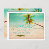 PixDezines/bewaar onze datum/ tropisch strand Aankondigingskaart (Voorkant / Achterkant)