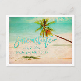 PixDezines/bewaar onze datum/ tropisch strand Aankondigingskaart