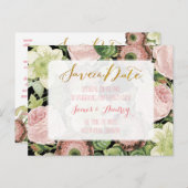 PixDezines bewaart de datum/ rozen Aankondigingskaart (Voorkant / Achterkant)
