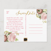 PixDezines bewaart de datum/ rozen Aankondigingskaart (Achterkant)