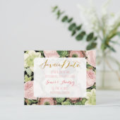 PixDezines bewaart de datum/ rozen Aankondigingskaart (Staand voorkant)