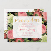 PixDezines bewaart de datum/ rozen Aankondigingskaart (Voorkant / Achterkant)