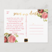 PixDezines bewaart de datum/ rozen Aankondigingskaart (Achterkant)