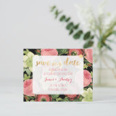PixDezines bewaart de datum/ rozen Aankondigingskaart (Staand voorkant)