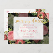 PixDezines bewaart de datum/ rozen Aankondigingskaart (Voorkant / Achterkant)