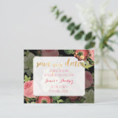 PixDezines bewaart de datum/ rozen Aankondigingskaart (Staand voorkant)